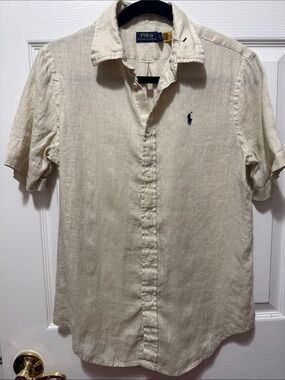 Polo by Ralph Lauren Natural Short-Sleeve Linen Button-Down Shirt
